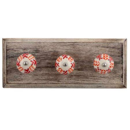 Orange Leaf Ceramic Floral Wooden Hooks